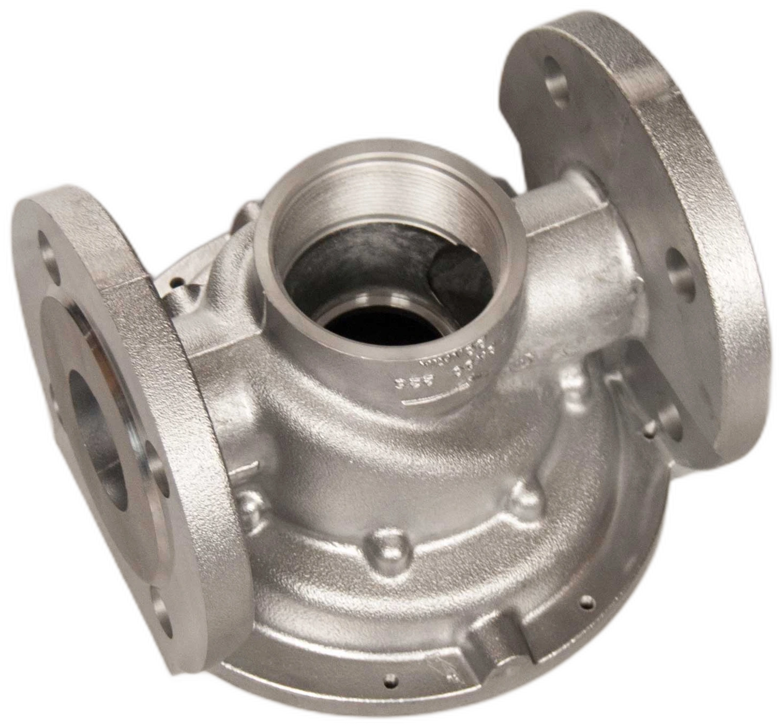 Gravity die cast aluminium flanged housing, CNC machined flange faces and bore